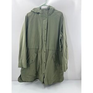 Old Navy Womens XL Olive Green Hooded Utility Parka Jacket Jersey Lined 1166
